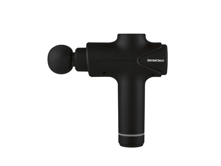 Een zwarte massagepistool van SilverCrest.