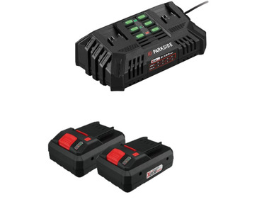 Set de 2 batteries smart 4 Ah avec chargeur double 4,5 A 20 V PARKSIDE PERFORMANCE®