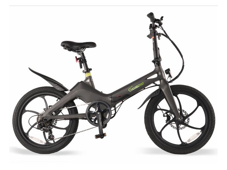 Vélo électrique pliant SachsenRAD gris foncé avec roues et selle noires