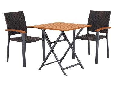 LIVARNO® Ensemble de jardin Valencia : table pliante avec 2 chaises empilables