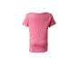 Roze geribbeld T-shirt met korte mouwen voor dames, achteraanzicht.