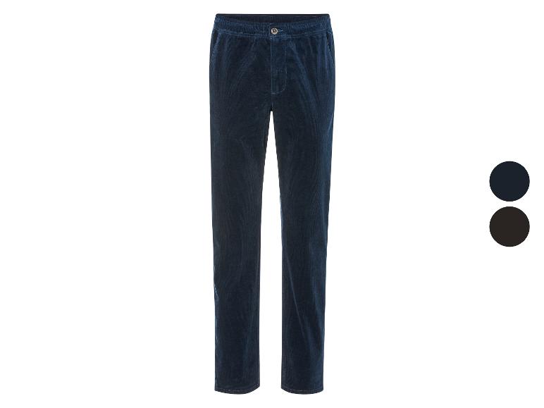Donkerblauwe corduroy broek voor heren.