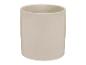 Een beige keramische pot.