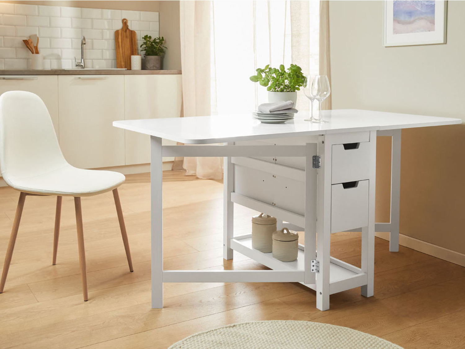 LIVARNO home Table pliante, 150 x 74 x 80 cm, blanche