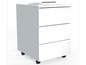 Commode blanche à trois tiroirs sur roulettes