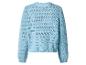 Pull en maille bleu clair à manches longues avec motif ajouré, vue de dos