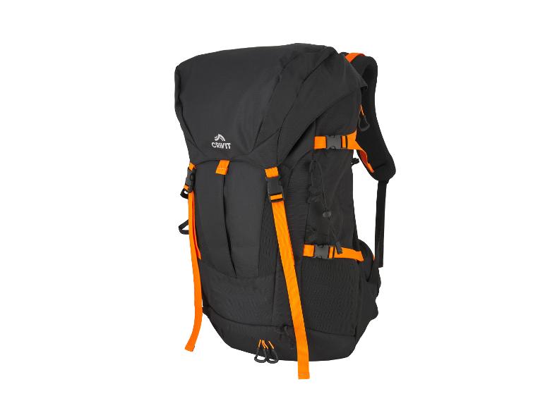 CRIVIT zwarte wandelrugzak met oranje details en banden