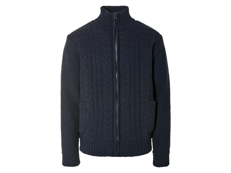Un pull bleu marine à fermeture éclair.