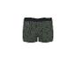 Groene herenboxershort met palmbomenprint en zwarte elastische tailleband.