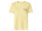 Geel T-shirt met roze opschrift 'Ciao Bella' op de borst.