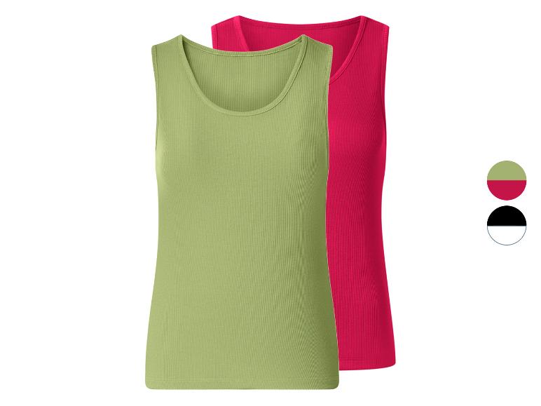 2-pack geribbelde tanktops, één groen en één fuchsia