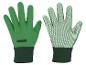 Paar groene tuinhandschoenen met antislip stippen.