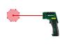 Thermomètre infrarouge PARKSIDE avec pointeur laser mesurant un cercle rouge.