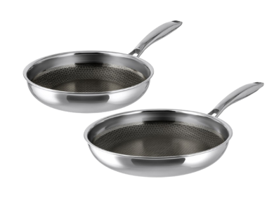 SILVERCREST® Set de 2 poêles en acier inoxydable, Ø 24 cm et Ø 28 cm