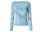 T-shirt bleu à manches longues avec rayures blanches