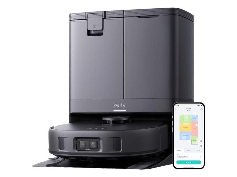 Robot aspirateur avec station de vidage automatique et application mobile avec carte de la maison.