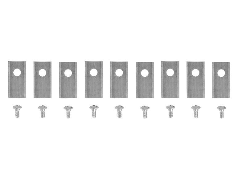 Set van 10 reservemessen en 10 schroeven voor robotmaaiers.