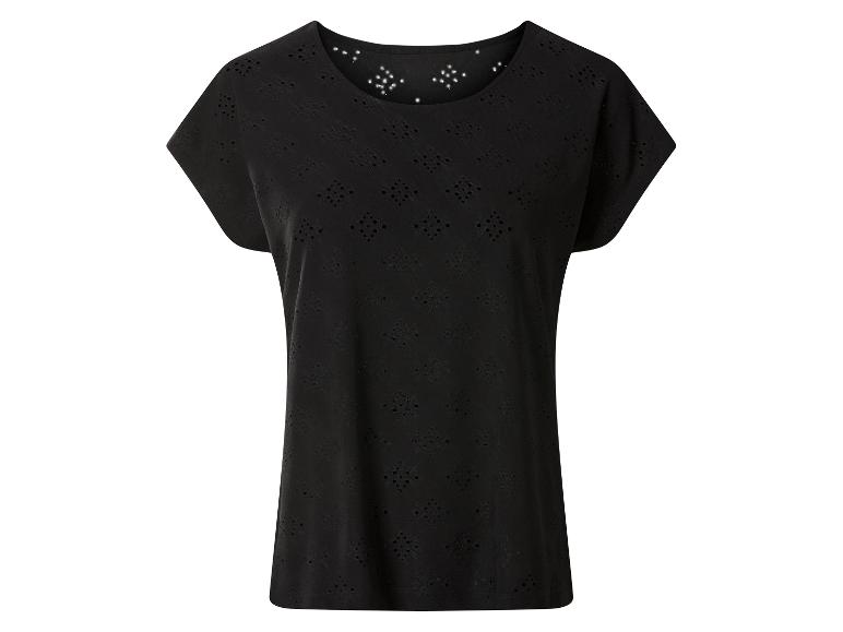 Zwart T-shirt met korte mouwen en opengewerkt patroon