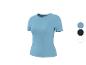 Mannequin avec t-shirt côtelé bleu à manches courtes pour femme, avec options de couleur