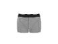 Grijze katoenen boxershorts voor heren met een zwarte elastische tailleband en witte strepen.