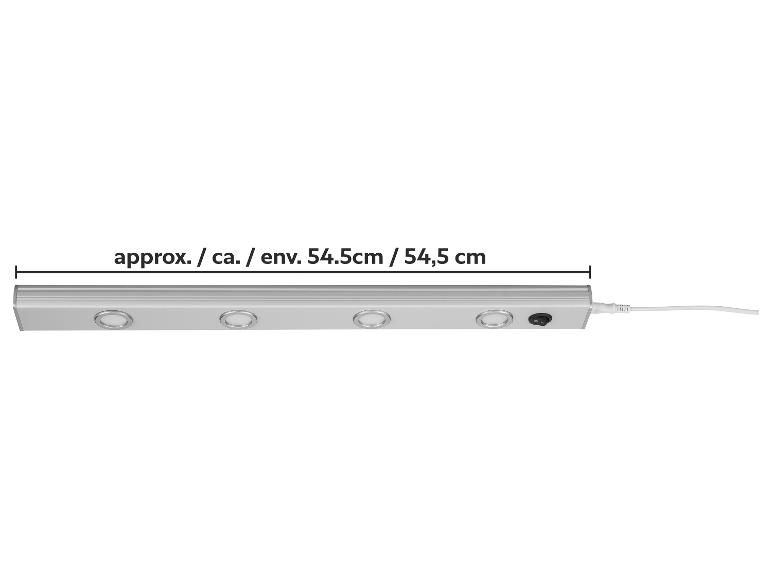 LED-lamp met 4 spots en schakelaar, 54,5 cm lang