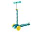 Kinderstep met drie wielen in turquoise en geel, met puppy-afbeeldingen