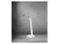 Lampe de bureau LED blanche avec base de chargement sans fil sur fond gris