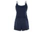 Donkerblauw kort jumpsuit, casual stijl.