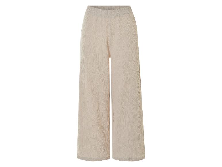 Beige wijde broek van getextureerde stof.