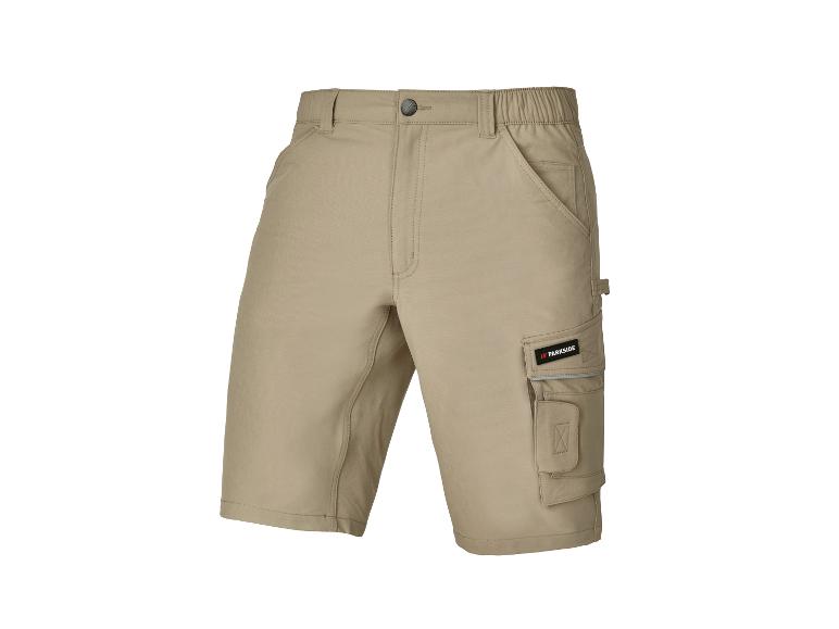 Beige Parkside werkshorts met cargozakken.