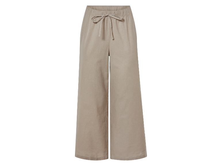 Beige wijde broek met koord.