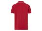 Rode poloshirt met korte mouwen.