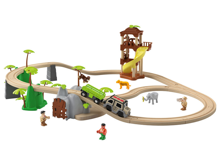 Ga naar volledige schermweergave: Playtive Houten spoorweg jungle of passagierstrein - afbeelding 5