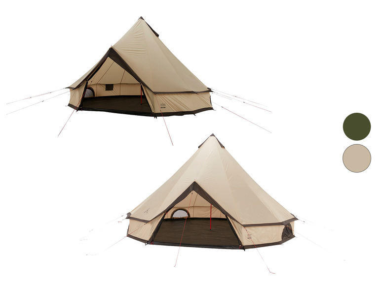Deux tentes en coton beige de la marque Outwell.