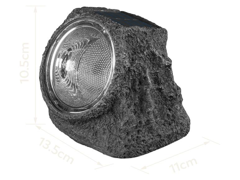 Op zonne-energie werkende tuinspot in rotsdesign, afmetingen 10.5cm x 13.5cm x 11cm
