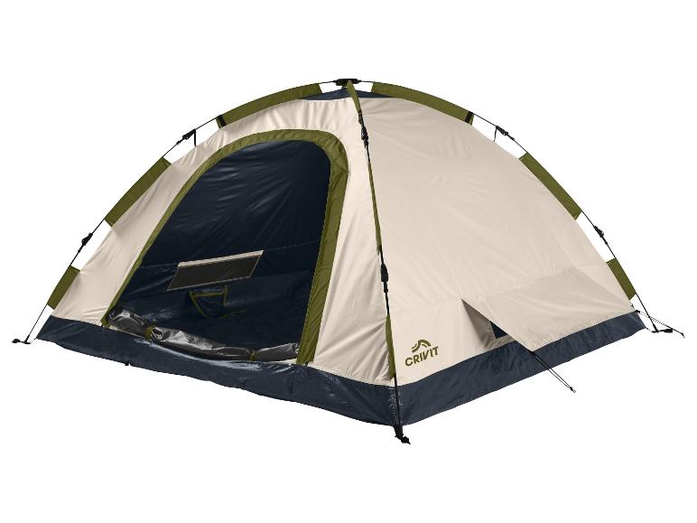 Tente de camping Crivit beige et kaki.