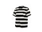 T-shirt rayé noir et blanc à manches courtes.