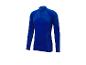 Blauw sportshirt met lange mouwen en korte rits bij de hals.
