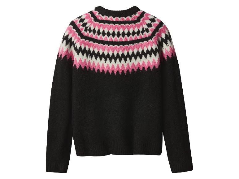 Zwarte trui met roze en wit Fair Isle patroon