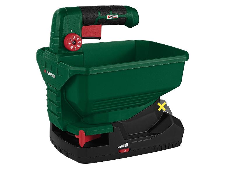 Groene Parkside X 20 V Team accuhandstrooier.
