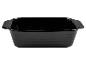 Un plat à four rectangulaire noir avec des poignées.