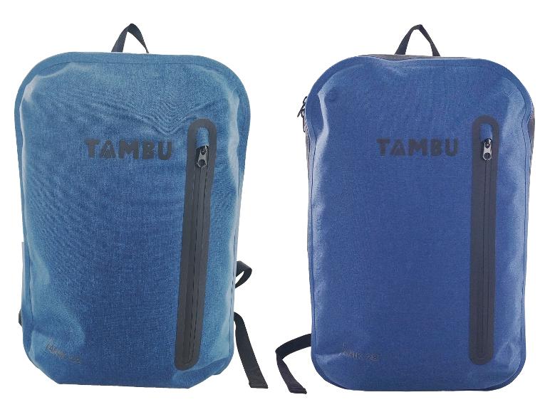 Blauwe waterdicht rugzak met magische paddestoel textiel kunstwerk