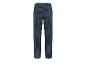 Donkerblauwe broek met verticale strepen.