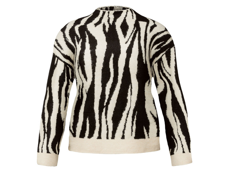 Un pull rayé blanc et noir à imprimé zèbre.