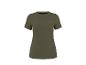 T-shirt de sport femme vert kaki à manches courtes avec petit logo gris sur la poitrine.