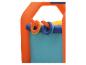 Opblaasbaar ringwerpspel in oranje, blauw, geel en turquoise.