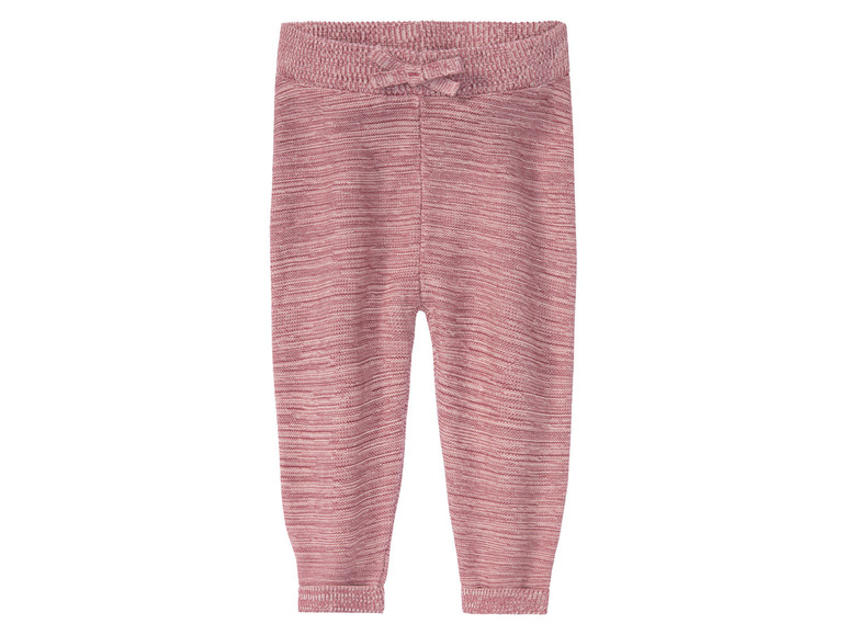 Pantalon en tricot rose avec taille élastique.