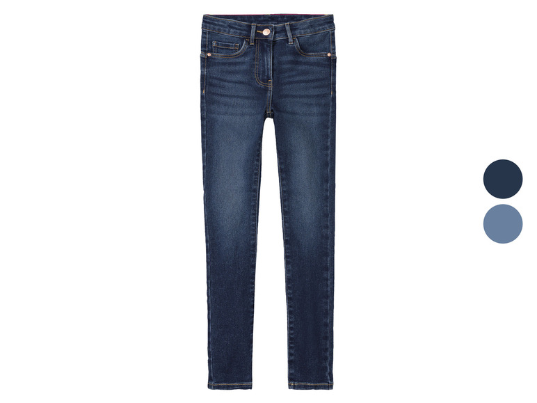 Donkerblauwe skinny jeans voor meisjes.
