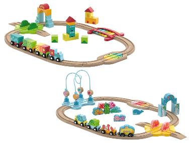 LUPILU® Set de train en bois »Ensemble Montessori / Monde sous-marin«