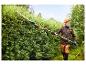 Un jardinier utilise une taille-haie télescopique Stihl pour tailler une haie.
